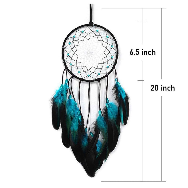 WOW DING Blue Dream Catchers Handmade, Boho Traditional Circular Net for Wall Hanging Decor, Bedroom Kids, Home Decoration, Art Ornament Craft Gift - Image 5